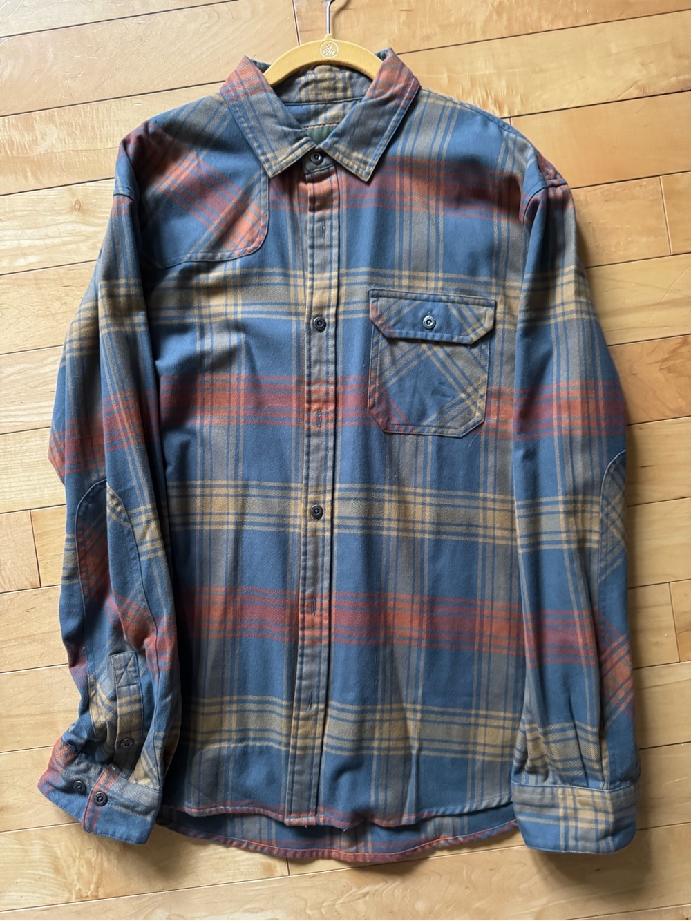Howler Brothers Blue Plaid Button-Down Shirt with Red and Tan Stripes